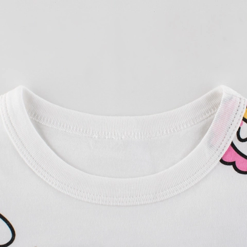 Meisjes T-Shirt Met Korte Mouwen Katoen Cartoon Dierenprint Ademend Ronde Hals Casual Zomertop Voor Kinderen