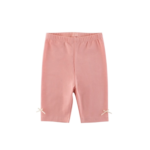 Girls Solid Color Cotton Five-Point Leggings With Sweet Bowknot Soft Elastic Waist Slim Shorts For Toddler Kids Summer Daily