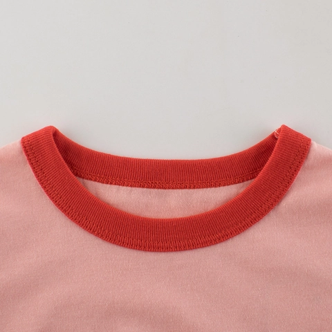 Meisjes Katoenen Ringer T-Shirt Korte Mouwen Kersenvormige Print Schattig Casual Zomer Top Ronde Hals Voor Peuters