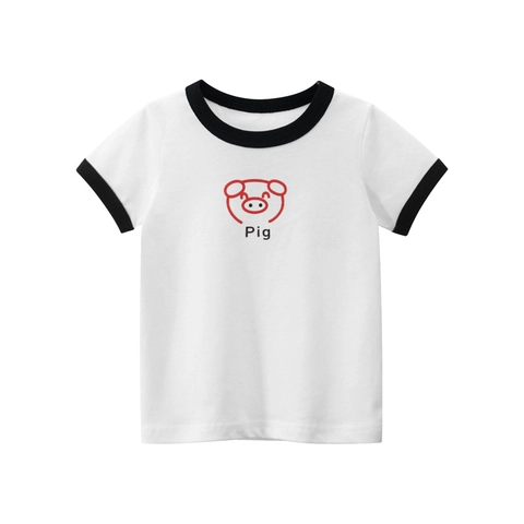 Maglietta a Maniche Corte in Cotone per Ragazze Stampa Animali Cartoni Coniglio Panda Girocollo Morbida Traspirante Top Estivo Casual