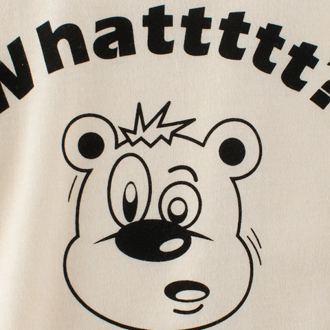 Girls Casual Short Sleeve T-Shirt 100% Cotton Ringer Tee Contrasting Round Neck Cartoon Bear Print Summer Top For Kids