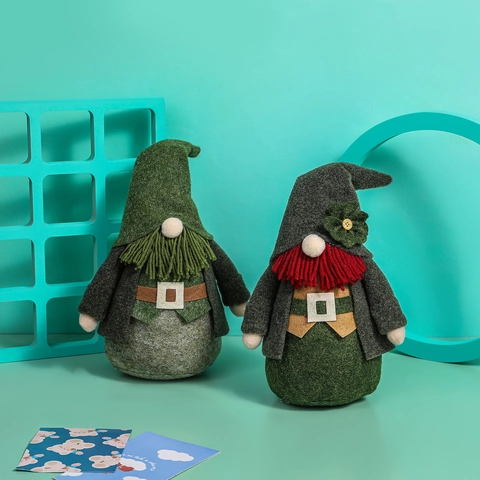 Gnomi di San Patrizio Ornamenti Cappello Verde Bambola Senza Volto Festival Irlandese Peluche Nano Statuina Per Casa Festa