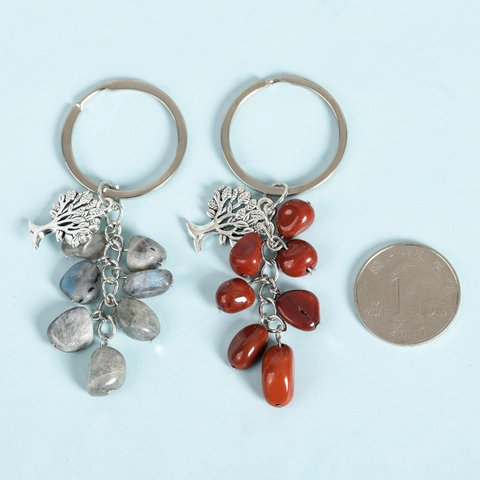 Llavero Árbol de la Vida Colgante de Aleación y Piedra Natural Adorno de Bolso Hecho a Mano Joyería de Regalo