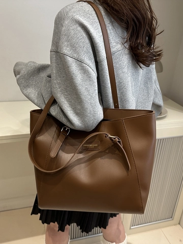 Borsa Tote Grande Capacità Pelle PU Chiusura A Cerniera Borsa A Tracolla Da Donna Stile Pendolare Casual