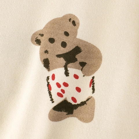 Meisjes Kinderen Katoenen Sweatshirt Cartoon Teddybeer Print Ronde Hals Lange Mouwen Casual Trui Top