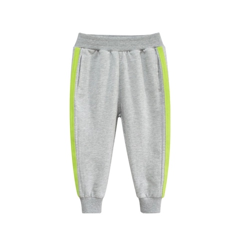 Girls 100% Cotton Sports Joggers Heather Grey Casual Sweatpants With Contrast Side Stripes Breathable Autumn Toddler Kids Pants