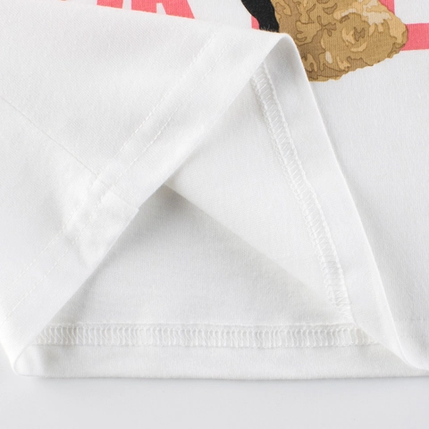 Maglietta a Maniche Lunghe da Ragazza Finto Due Pezzi Top in Cotone Stampa Orso e Lettere Casual Girocollo Autunno Primavera