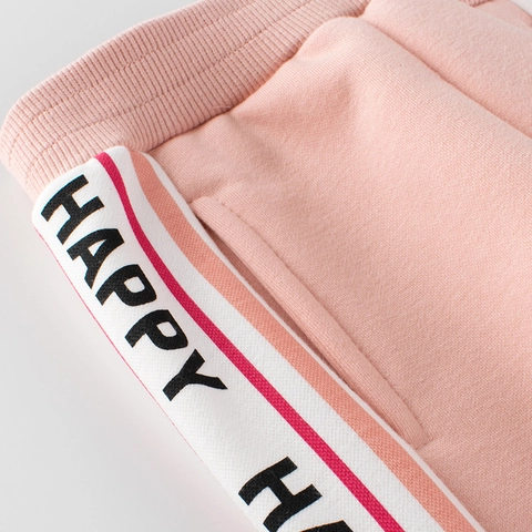 Mädchen Casual Sportlich Baumwollmischung Fleece Sweatshirt Und Hose Set Mit Happy Buchstabenband Detail Zweiteiler