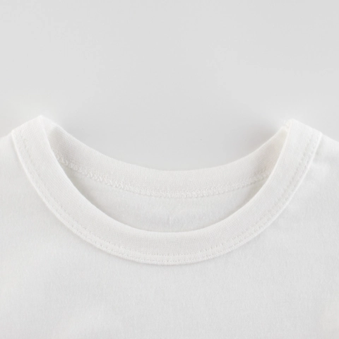 Maglietta da Ragazza in Cotone Stile Coreano Traspirante Manica Corta Estate Top Simpatico Orso Cartone Animato Lettera Stampa Girocollo Bambini