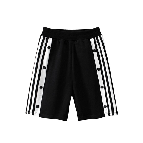 Kinder Jungen Mädchen Sport Shorts Reine Baumwolle Seitliche Druckknöpfe Gestreift Kontrast Lässig Elastischer Bund