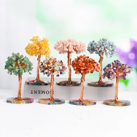 Handcrafted Natural Amethyst Crystal Money Tree With Agate Resin Base Copper Wire Wrapped Gemstone Tree For Home Office Decor Healing Ornament