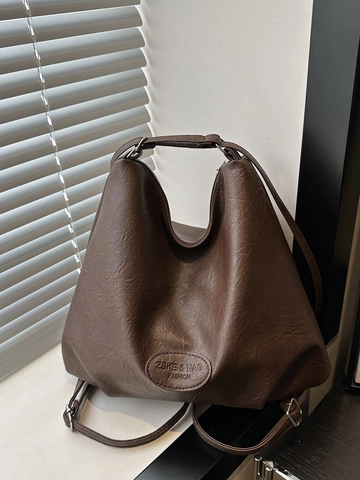 Retro Soft PU Leather Backpack Tote Bag Large Capacity Urban Casual Shoulder Bag For Women Daily Travel