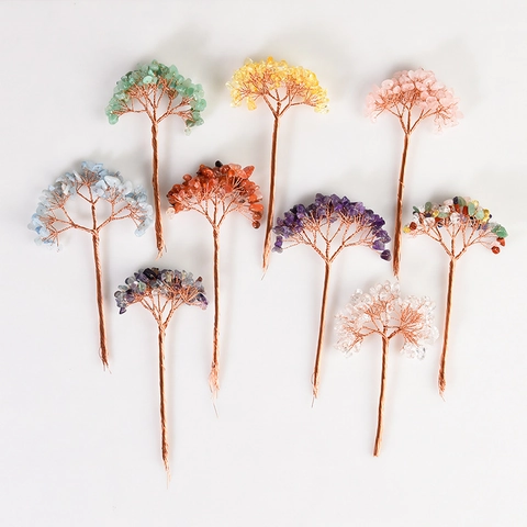 Matériaux de Branche d'Arbre à Argent DIY en Cristal Naturel Fil de Cuivre Tissé à la Main Accessoires d'Artisanat Maison