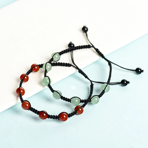 Natural Stone Beaded Bracelet Adjustable Hand-Woven Amethyst Tiger Eye Green Aventurine Chakra Healing Jewelry Men Women