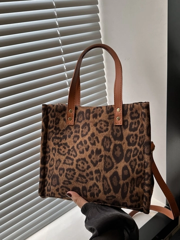Mode Leopardenmuster Tote Bag Große Kapazität Urbane Umhängetasche Für Damen Täglich Pendeln Vintage Handtasche Mit Verstellbarem Riemen