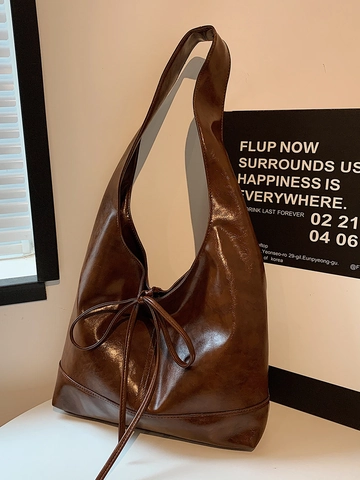 Borsa Tote in Pelle PU da Donna Moda Grande Capacità Fiocco Borsa a Spalla Urban Semplice Pendolare Hobo Con Fibbia Magnetica