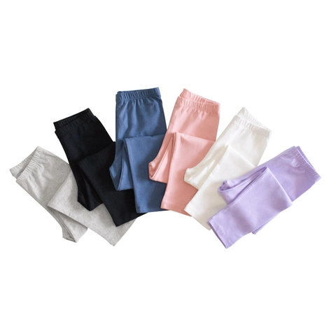 Girls Leggings Summer Thin Cotton Elastic Casual Solid Color Ankle Length Pants For Kids Soft Breathable Daily Wear Bottoms