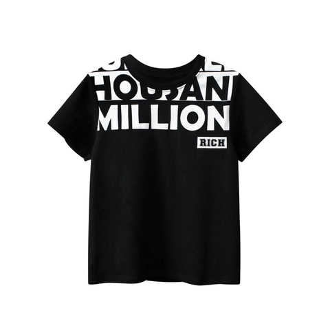 T-Shirt Enfant Coton Respirant Été Décontracté Imprimé Lettres Style Sportif Manches Courtes Pour Garçons