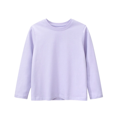 Kids 100% Cotton Long Sleeve T-Shirt Basic Solid Color Round Neck Top For Boys Girls Youth Casual Everyday Undershirt