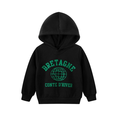 Girls Hoodie Sweatshirt Cotton Polyester Blend Fleece Lined Letter Print Long Sleeve Warm Casual Top For Little Girls