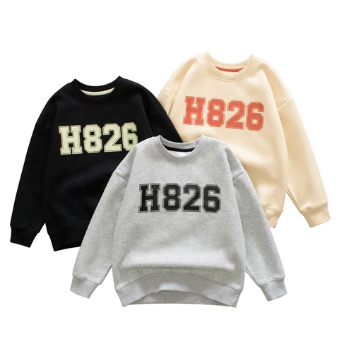 Sudadera con Forro Polar para Niños Mezcla Algodón H826 Estampado Pullover Casual Camiseta de Manga Larga para Niños Niñas