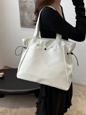 Borsa Tote in Nylon Oxford Minimalista da Donna Grande Capacità Coulisse Borsa a Spalla Urban Pendolarismo Scuola Borsa