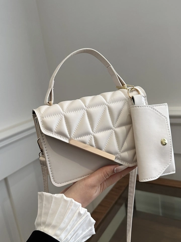 Elegante Borsa A Tracolla Trapuntata E Mini Pochette Da Donna Borsa A Mano In Pelle PU Motivo A Rombi Decorazione In Metallo Dorato