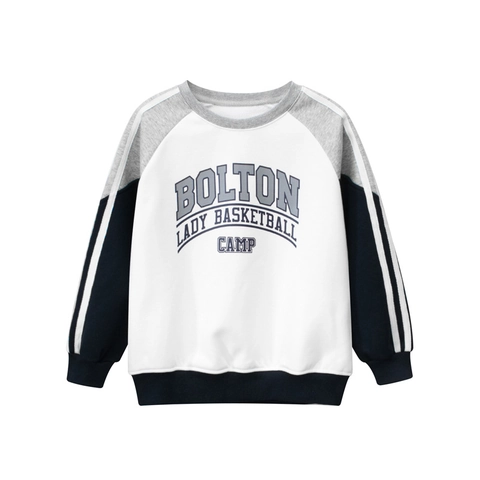 Sweatshirt Enfant Doublé Polaire Mélange Coton Pullover Color Block Style Collégial Américain Imprimé Lettres Manches Longues