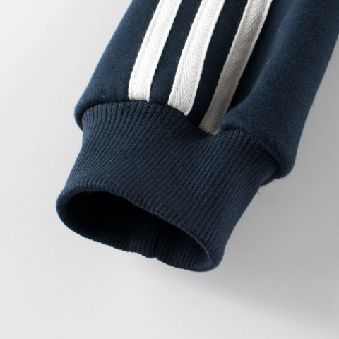 Sweatshirt Enfant Doublé Polaire Mélange Coton Pullover Color Block Style Collégial Américain Imprimé Lettres Manches Longues