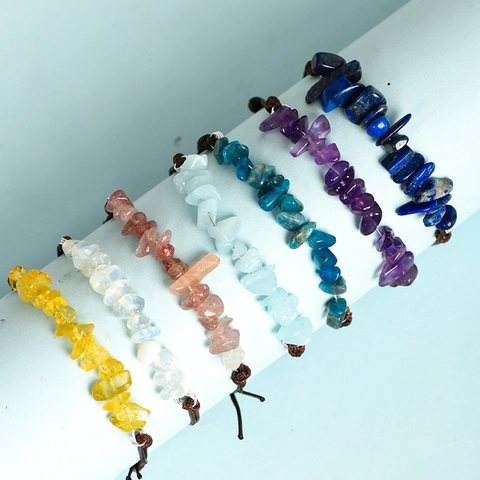 Bracciale In Corda Intrecciata Di Pietre Di Cristallo Naturale Fatto A Mano Regolabile Gioielli Boho Per Donne Gemma