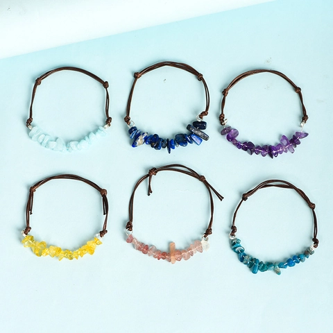 Bracciale In Corda Intrecciata Di Pietre Di Cristallo Naturale Fatto A Mano Regolabile Gioielli Boho Per Donne Gemma