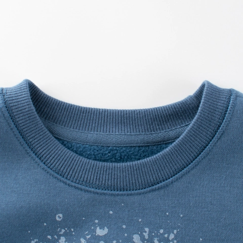 Kids Fleece Sweatshirt Cartoon Bear Graphic Round Neck Long Sleeve Pullover Winter Warm Boys Girls Streetwear Top