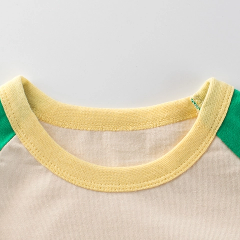 Kids Long Sleeve Raglan T-Shirt Cotton Cartoon Bear Cloud Slogan Print Round Neck Casual Top For Boys Girls