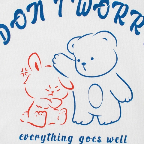 Kids Raglan Sleeve T-Shirt 100% Cotton Cute Cartoon Bear Rabbit Print Short Sleeve Top For Girls Casual Summer Apparel
