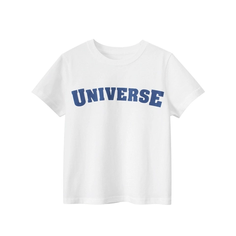 Kids T-Shirt Pure Cotton Short Sleeve Universe Letter Print Summer Crew Neck Casual Boys Girls Top