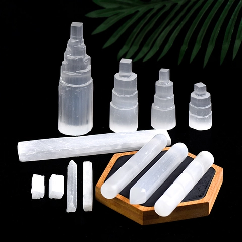 Natural Selenite Tower Statue White Gypsum Wand Healing Reiki Meditation Home Decor Minimalist Mineral Specimen Gift