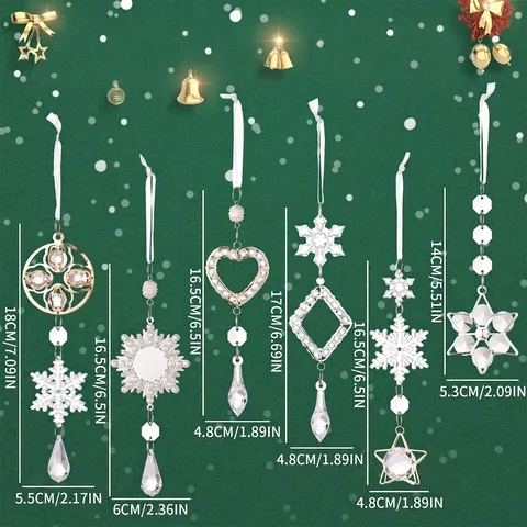 Acryl Weihnachten Schneeflocke Hängende Ornamente Mit Künstlichen Perlen Strass Für Feiertagsbaumdekoration Winter Home Dekor