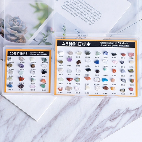 Natural Crystal Mineral Stone Specimen Mixed Semi Gemstones Science Educational Learning Collection For Kids Students