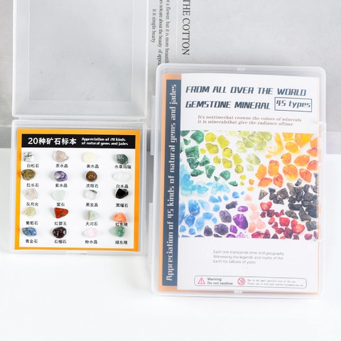 Natural Crystal Mineral Stone Specimen Mixed Semi Gemstones Science Educational Learning Collection For Kids Students