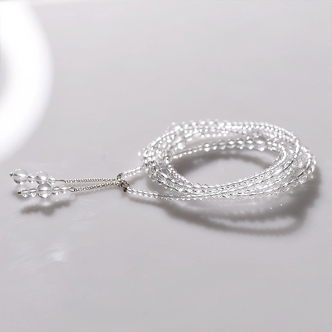 Pulsera Collar Multicapa De Cristal Blanco Natural Doble Uso Cuentas De Hecho A Mano Apilable