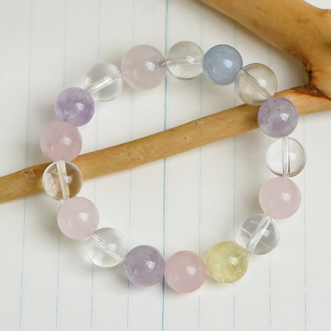 Bracciale Di Perline In Cristallo Naturale Multicolore Quarzo Rosa Ametista Cristallo Trasparente Fatto A Mano Stile Vintage Donna