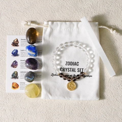 Natural Zodiac Crystal Healing Stones Set With Constellation Bracelet Selenite Wand For Meditation Home Decor Birthday Gift