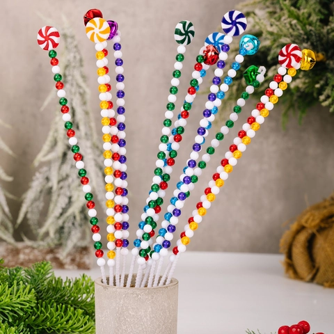 Kerst Pepermunt Snoep Kralen Pick Bel Decoratieve Tak Voor Feestelijke Boom Arrangement Home Party Tafel Decor Ornament