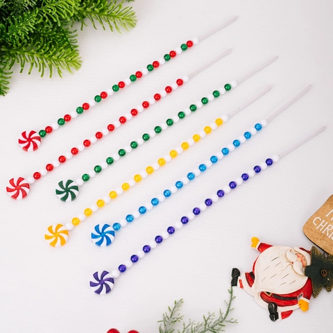 Kerst Snoep Bel Decoratieve Takken Kralen Pepermunt Ornament Stokken Kleurrijke Plastic Kerstboom Picks Voor Feest Thuis Decoratie