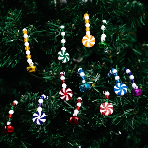 Kerst Snoep Bel Decoratieve Takken Kralen Pepermunt Ornament Stokken Kleurrijke Plastic Kerstboom Picks Voor Feest Thuis Decoratie