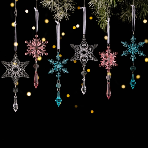 Acryl Weihnachten Schneeflocke Hängende Dekorationen Kristallbaum Anhänger Winter Party Dekor Weihnachts Fenster Decken Ornamente
