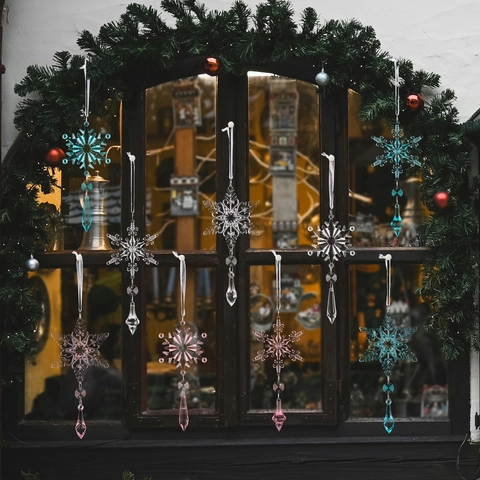 Acryl Weihnachten Schneeflocke Hängende Dekorationen Kristallbaum Anhänger Winter Party Dekor Weihnachts Fenster Decken Ornamente