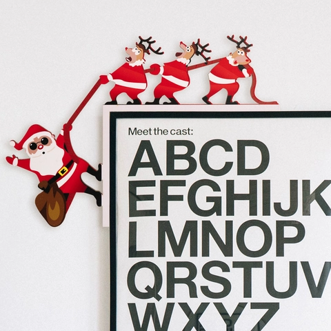 Christmas Door Frame Decoration Santa Claus Reindeer Wood Corner Ornament L-Shaped Festive Home Window Decor Hanger