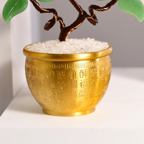 Amethyst Crystal Lucky Money Tree Gold Ceramic Basin Natural Stone Bonsai Ornament Home Office Decor Healing Crystal Tree