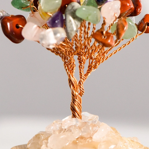 Natürlicher Kristallschotter Geldbaum In Glaskuppel Handgefertigter Kupferdrahtbaum Mit Holzsockel Heilstein Bonsai Ornament Schreibtischdeko